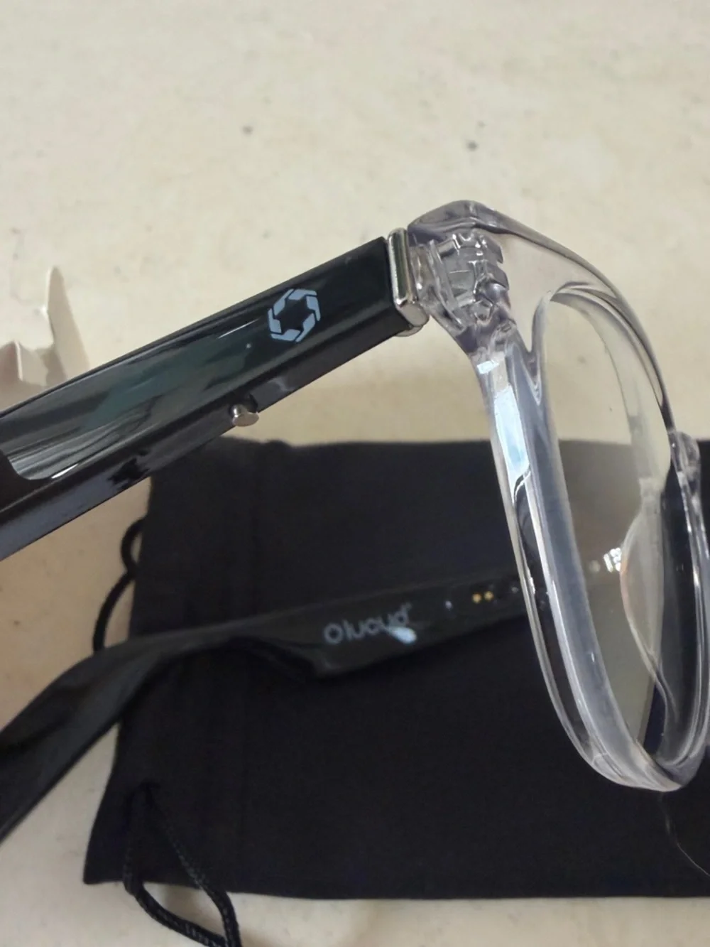 Lucyd Lyte Clear Frame Sunglasses with black arms